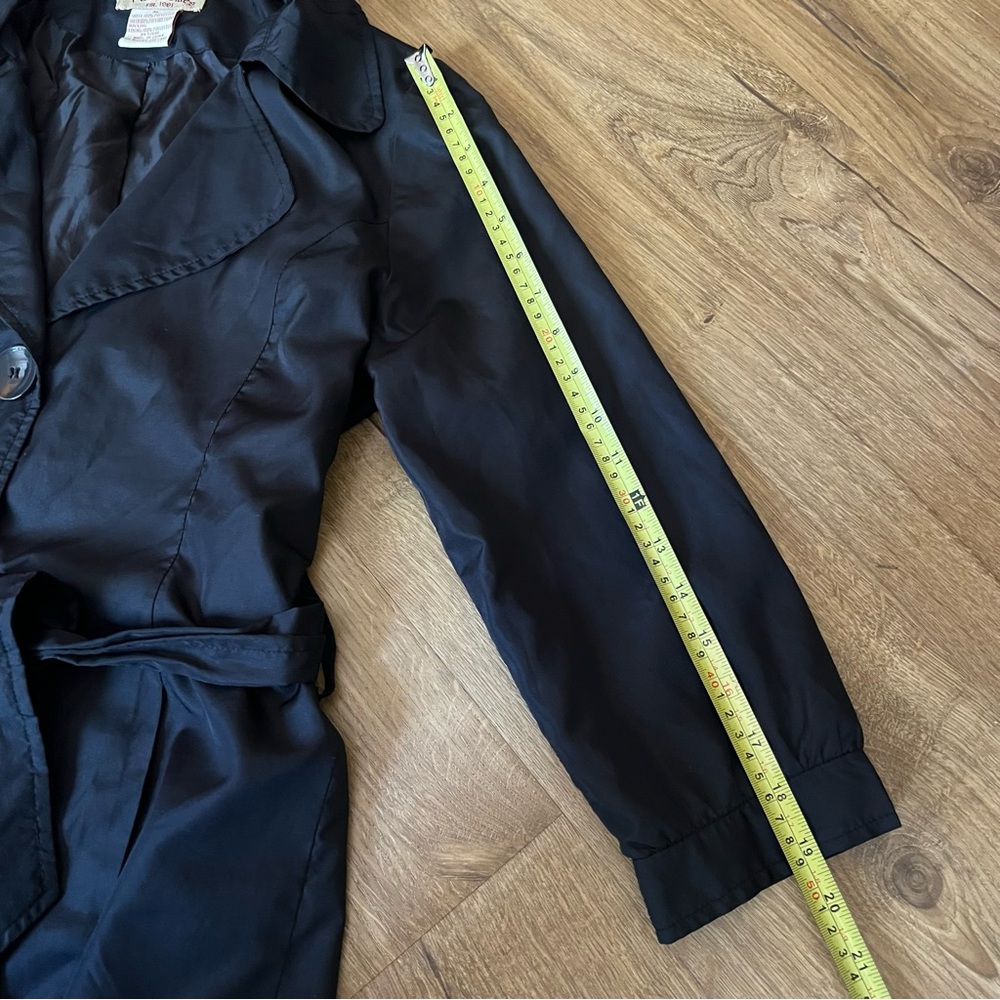 2000s Paris Blues Classic Black Lightweight Trench Coat | 3/4 Sleeve size M - Picture 4 of 7